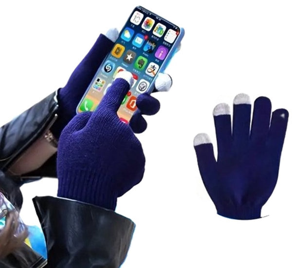 Blue Scandinavian Pattern Touchscreen Gloves for Unisex Winter Wear