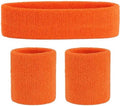 Headband & 2x Wristband Set | Sweatband | Sweatbands | Head and Wrist | Sports Bands | Orange