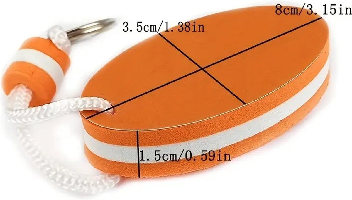 Floating Keychain | EVA Foam | For Large Keyring | Foam | Bumper | Key Float | Oval | Red
