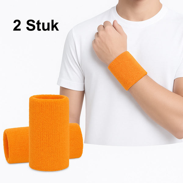 Wristband Set | Sweatband | Sweatbands | Wrist | Sports Bands | 2 Piece | Orange