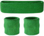 3-Piece Set of Headband & 2x Wristband Set | Sweatband | Sweatbands | Head and Wrist | Sports Bands | Green