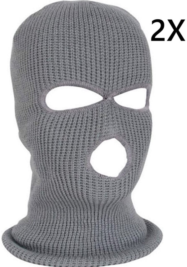 Gray Three-Hole Balaclava Face Mask for Winter Sports