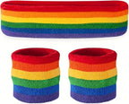 Set of Headband & 2x Wristbands Set | Sweatband | Sweatbands | Head and Wrist | Sports Band | Rainbow