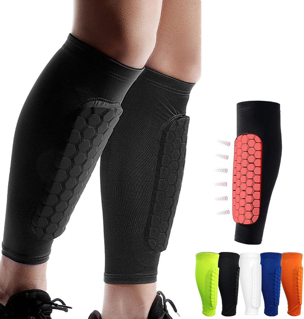 Honeycomb Lightweight Compression Sock Type Football Shin Guards - S
