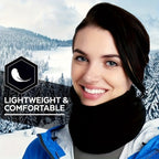 Multifunctional tubular scarf (black) - lined with warm fleece, can be used as a neck warmer or face mask - windproof and warm scarf - suitable for winter sports such as skiing, snowboarding, cycling, hiking, and ice skating