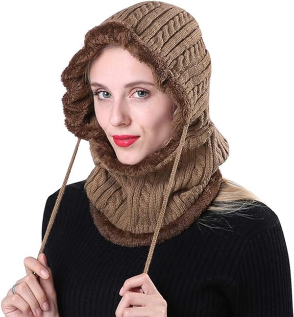 Warm Fleece Lined Balaclava Scarf Set for Winter Sports