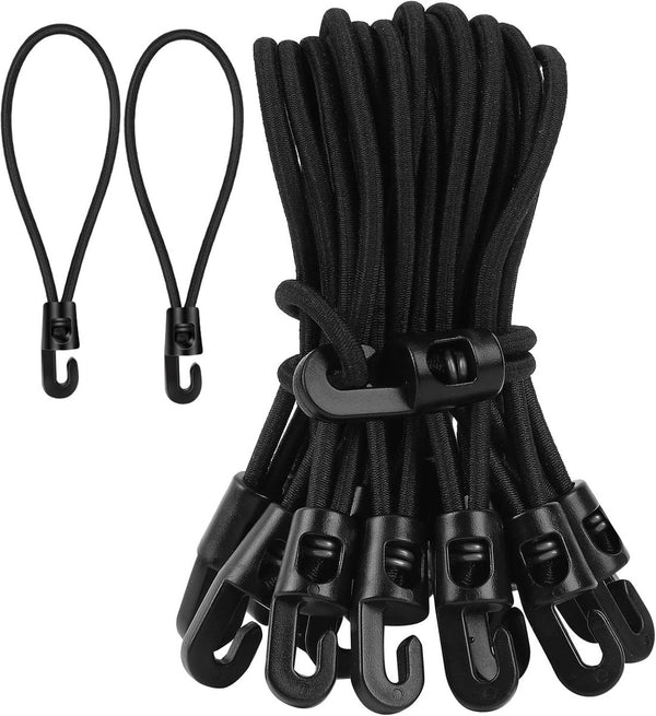 Elastic ropes with hooks - 20 pieces, 10 cm each - Multifunctional tarpaulin tensioner - Rubber tensioner - Suitable for tarpaulins, tents, camping