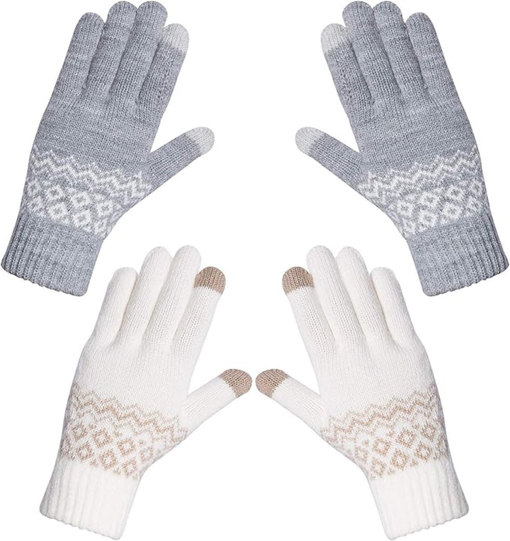 Gloves-men's gloves Women's winter gloves - Snowflake print Warm touchscreen gloves - Unisex - Reusable