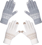 Gloves-men's gloves Women's winter gloves - Snowflake print Warm touchscreen gloves - Unisex - Reusable