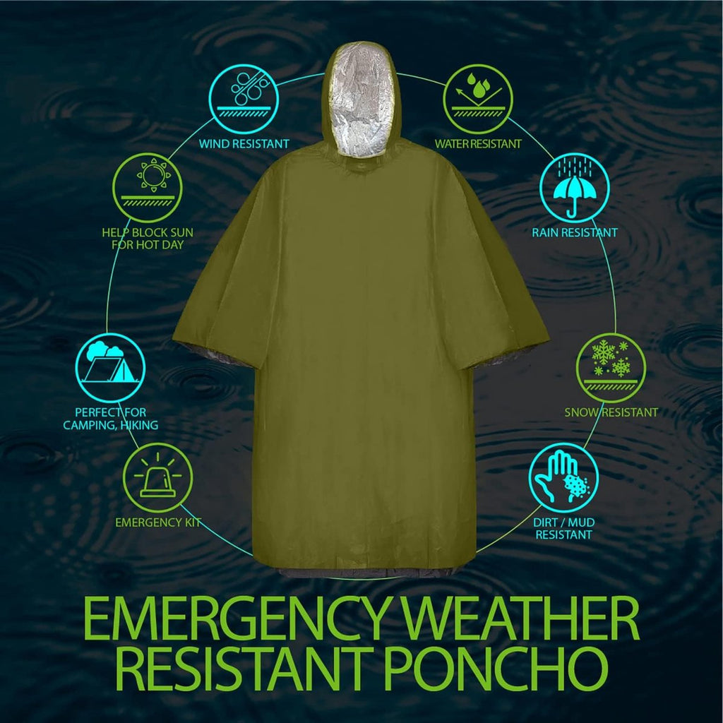 4 pieces - Waterproof survival blanket - Emergency blanket - 125cm*100cm - Reversible - with Hood - Waterproof - Windproof - Portable - Thermal emergency blanket - Rescue blanket - Insulation blanket - Foil Blanket Insulated Survival Blankets