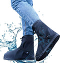 Waterproof Shoe Covers - Rain Shoe Covers - With Zipper, Drawstring and Snap - Waterproof Shoe Protectors - Motorcycle Scooter Bicycle Shoe Cover - Shoe Rain Cover - Shoe Cover - Shoe Covers - Anti-Slip - XL Size 43-45 - Black - Reusable