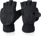 Fingerless Knitted Gloves with Hood - Winter Gloves - , Fingerless Polar Fleece Gloves - Fingerless Warm Gloves - Windproof Gloves with Flip Cover for Men and Women - 1 Pair