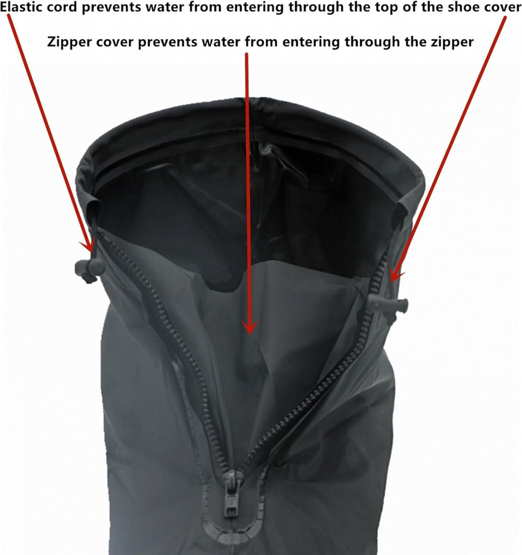 Waterproof Shoe Covers - Rain Shoe Covers - With Zipper and Drawstring - Waterproof Shoe Protectors - Motorcycle Scooter Bicycle Shoe Cover - Shoe Rain Cover - Shoe Cover - Shoe Covers - Anti-Slip - Size 39-40 - Black