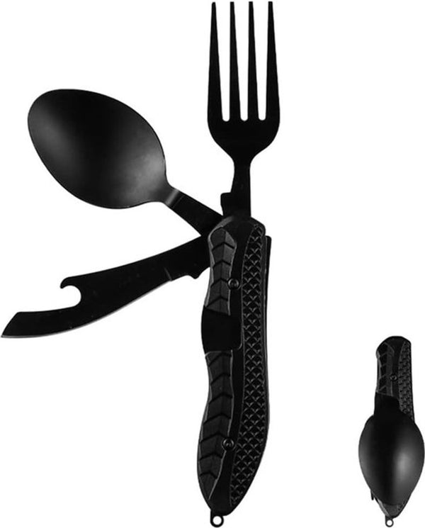 3-In-1 Camping Cutlery - Knife, Fork, Spoon - Foldable Camping Cutlery Multitool - Collapsible - Camping Cutlery - Camping Cutlery - Folding Cutlery - Gift For Men & Women