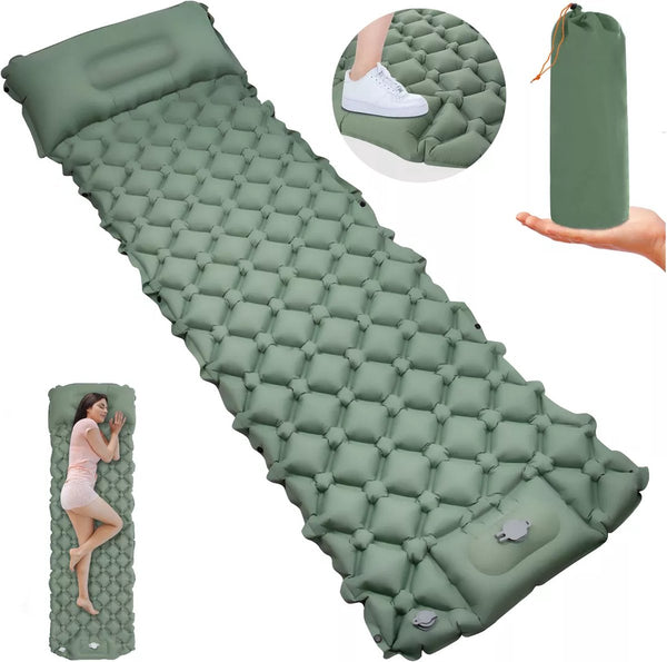 Self-Inflating Sleeping Mat - Self-Inflating with Built-in Foot Pump - 195x60x7 cm - Sleeping Mat - Small Sleeping Mattress - Camping Mattress - Camping Bed - Foldable Guest Mattress - Airbed - Air Mattress - Camping Mattress - Single - Camping, Traveling