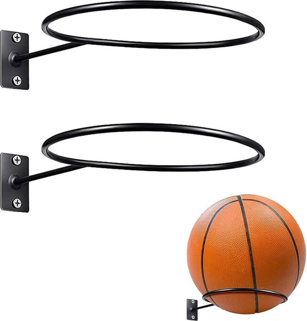 2 Pcs Metal Wall-mounted Sport Ball Display Holder - Black