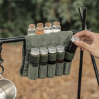 Camping Spice Kit - Portable Spice Bag with 9 Mini Spice Jars - Camping Set Travel Accessories - For Travel, Outdoors, Camping, Barbecue, Picnic - Portable Camping Spice Set