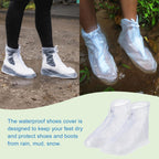 Rain Overshoes - Unisex - Sturdy Shoe Covers - With Zipper and Drawstring - Shoe Cover - Waterproof Shoe Protectors - Motorcycle Scooter Bicycle Shoe Cover - Shoe Cover - Rain Cover - Protects Against Rain and Dirt - White - Size 40/41