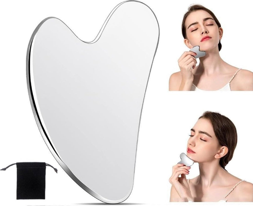 Gua Sha Stone Metal - Gua Sha Scraper Stainless Steel - Massage Tool - Relaxation - Gua Sha - Gua Sha Massage - Gua Sha Plate - Gua Sha Tool Surgical Steel - For Acne - Gua Sha Scraper - Unbreakable - Stainless Steel - With Storage Bag
