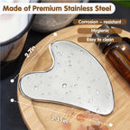 Gua Sha Stone Metal - Gua Sha Scraper Stainless Steel - Massage Tool - Relaxation - Gua Sha - Gua Sha Massage - Gua Sha Plate - Gua Sha Tool Surgical Steel - For Acne - Gua Sha Scraper - Unbreakable - Stainless Steel - With Storage Bag