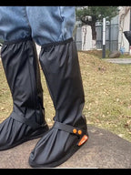 Waterproof Shoe Covers - Rain Shoe Covers - With Zipper, Snap - Waterproof Shoe Protectors - Motorcycle Scooter Bicycle Shoe Cover - Shoe Rain Cover - Shoe Cover - Shoe Covers - Anti-Slip - Size L 40-42 - Black - Reflective - Foldable