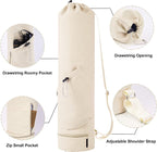 Yoga Mat Bag - Yoga Bag with Drawstring and Storage Compartment - Yoga Bag - Fitness Bag - Sports Bag - Pilates Bag - Waterproof - Universal - Gymnastics Mat Bag - Shoulder Bag - Multifunctional Storage Bag - Equipped with Carrying Strap - White
