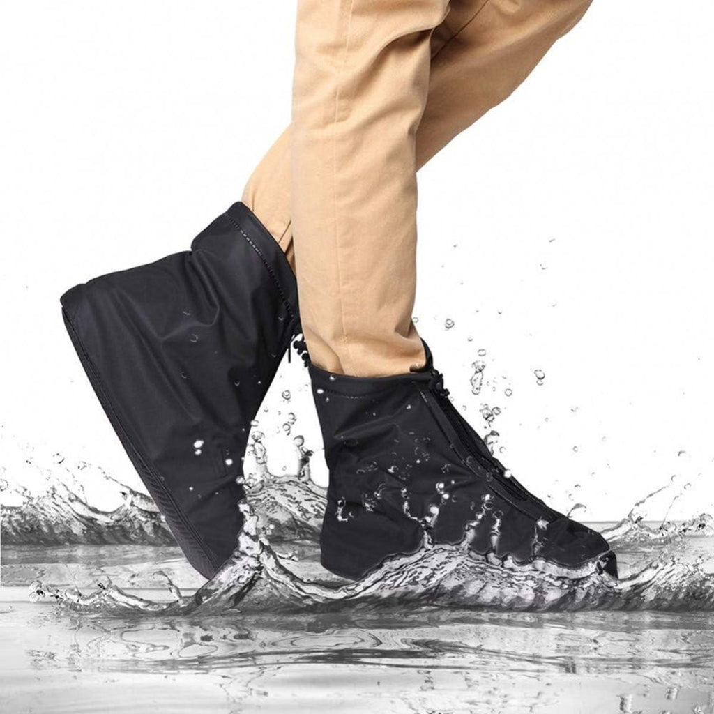 Waterproof Shoe Covers - Rain Shoe Covers - With Zipper and Drawstring - Waterproof Shoe Protectors - Motorcycle Scooter Bicycle Shoe Cover - Shoe Rain Cover - Shoe Cover - Shoe Covers - Anti-Slip - Size 37-38 - Black