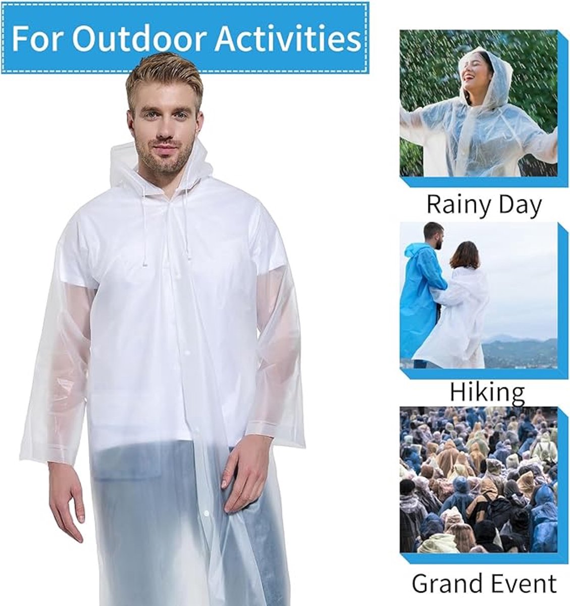 Raincoat - Portable Windbreaker - Professional waterproof windbreaker - emergency raincoat - Ergonomic windbreaker - raincoat - rain - Rainproof - Water-repellent - Foldable - Outdoor - women's men's raincoat - for Daily Use / Travel / Camping - 1 piece