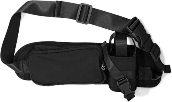 Black Hiking Waist Bag with Adjustable Bottle Holder Strap