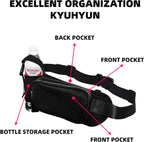 Waist Bag with Bottle Holder - Hiking Waist Bag with Bottle Holder - Outdoor Pouch Bag with Water Bottle / Bib Holder - Ideal for Festivals or Vacations - Multifunctional Strap - Adjustable - For Hiking, Dog Walks, Outdoor Activities - Black