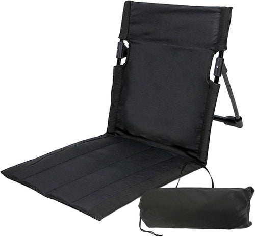 Black Foldable Beach Mat Chair with Backrest & Storage Bag