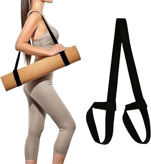 Yoga Mat Strap - Yoga Mat Carrying Strap - Straps - Adjustable Shoulder Straps - Yoga Mat Carrying Strap - Yoga Mat Storage Straps - For Storage and Organization - Black - 38 mm x 1.5 m - (mat not included)
