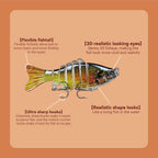 3-Piece Artificial Lure Set - Fishing Bait - Crankbait - Hook Plugs - Artificial Lures - Rubber Fish - for slow-sinking, gliding, and swimming, realistic artificial lures, suitable for saltwater and freshwater trout, sea bass, pike, zander, blue perch, an