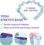125*4 cm - Yoga resistance band - Yoga stretch band - Yoga exercise band - Stretch band - with 11 rings - Resistance band - for training, pilates, dance and fitness - blue purple