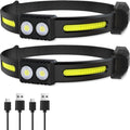 2x LED headlamp - Rechargeable LED Headlamp - head light - rechargeable headlamp - Work light - War emergency kit - for adults running, camping, safety helmet