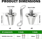 12 pieces - football studs - replacement metal football studs - 8 11mm and 4 13mm football studs - with tools - replacement football studs for football boots - football boot accessories - silver