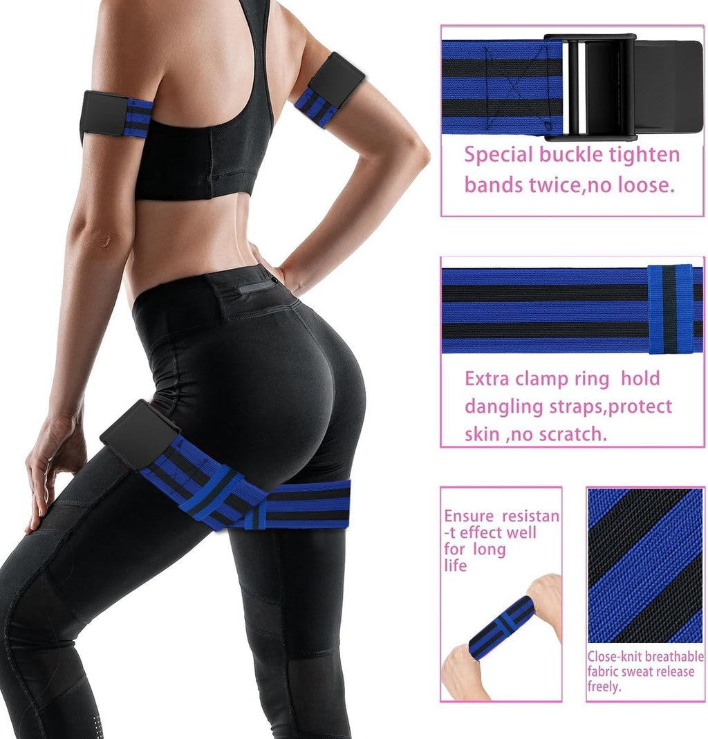 Resistance Bands - Resistance band - Booty bands - Fitness Elastic - Fitness Resistance Bands - Booty bands for training - Blood flow restriction bands - Adjustable BFR training bands - for training your glutes, squat, thighs - Blue