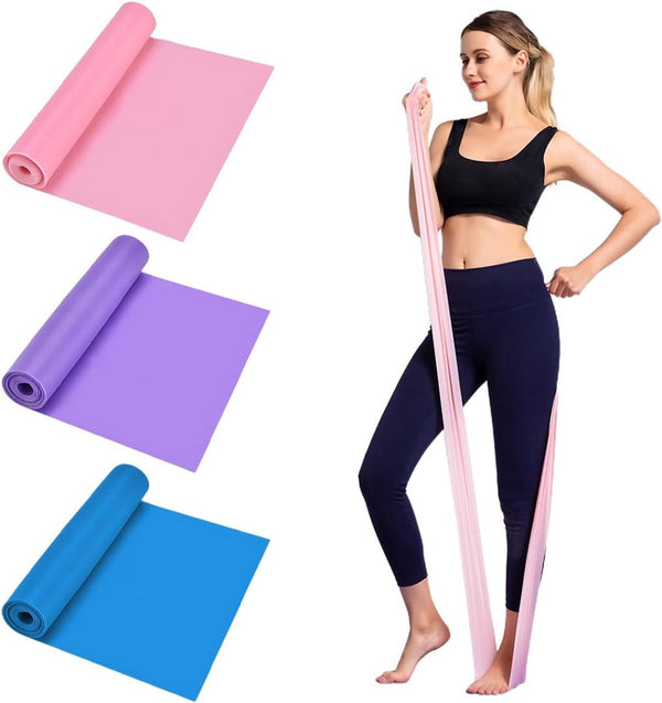 3 pieces - Exercise bands - 1.5 m - Resistance band - Resistance bands - Silicone exercise bands - yoga band - pilates band - sports band - Fitness elastic bands - Fitness equipment - For yoga, pilates, rehabilitation in the gym or at home