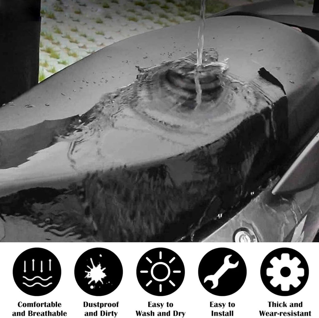 Motorcycle Seat Cover - Electric Bike Seat Cover - Scooter Seat Cover - Rain Seat Cover Scooter - Waterproof PU Scooter Seat Cover - Universal Seat Cover - Wear-Resistant Waterproof Cover - Seat Cover - For Most - 80*60 cm - Black
