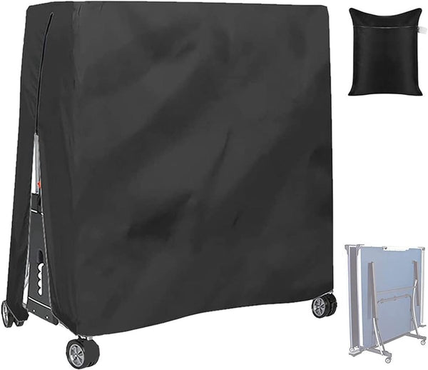 210D Waterproof Table Tennis Table Cover - Table Tennis Table Cover - Waterproof, windproof and UV-resistant - Dustproof - Table Tennis Table Protector - Protective Cover - Foldable Table Tennis Table Cover for Indoor and Outdoor Use - Black - 165×70×185c