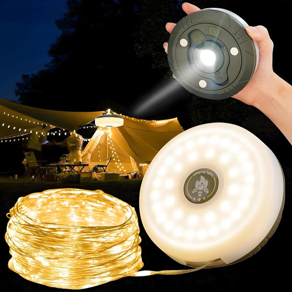 Camping string lights 10M - lights for camper - waterproof - USB rechargeable