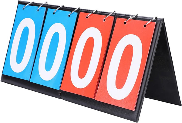 Scoreboard - 4-Digital Scoreboard - 00-99 - Portable Table Score Keeper - Score Flipper - Waterproof - Portable - Scoreboard Flipper - Table Tennis Scoreboards - for sports, football, basketball, baseball - 36*16*13 cm - red and blue