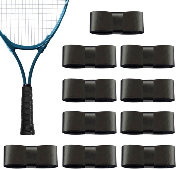 10 pieces - Racket grips - Racket Grip Tape - Badminton grip tape - Tennis racket grip tape - anti-slip grip tape for tennis rackets - replacement overgrip - sports accessories - for tennis rackets, tennis, squash - 1200*25*0.6mm - black