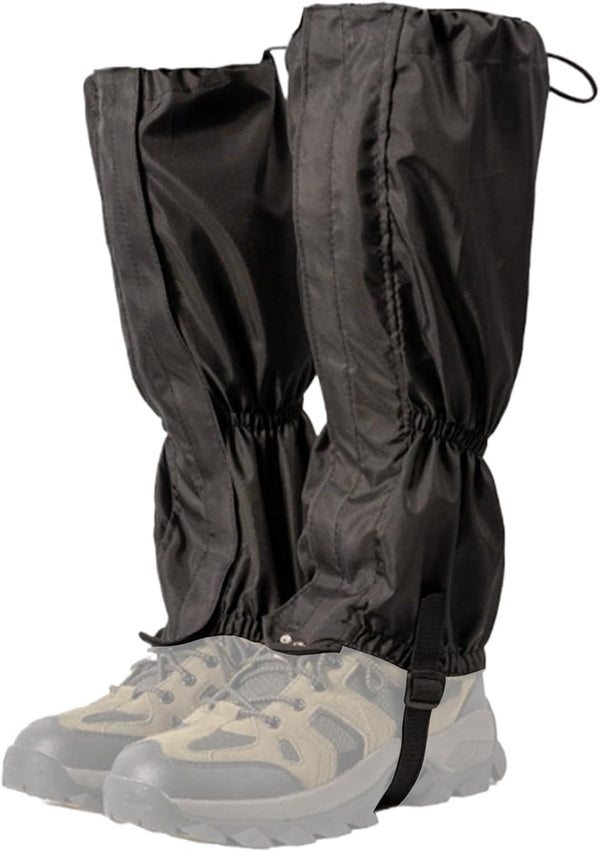 Black Waterproof Hiking Gaiters with Adjustable Leg and Shoe Protection