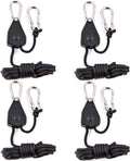 4 pieces - 2m - heavy duty rope hanger - hanger rope - adjustable - plant hanging rope - lamp hanging rope - tent canopy rope stopper buckle - tent guy lines - with pulley - outdoor accessories - for camping and hiking outdoors - black