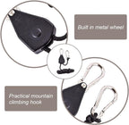 4 pieces - 2m - heavy duty rope hanger - hanger rope - adjustable - plant hanging rope - lamp hanging rope - tent canopy rope stopper buckle - tent guy lines - with pulley - outdoor accessories - for camping and hiking outdoors - black