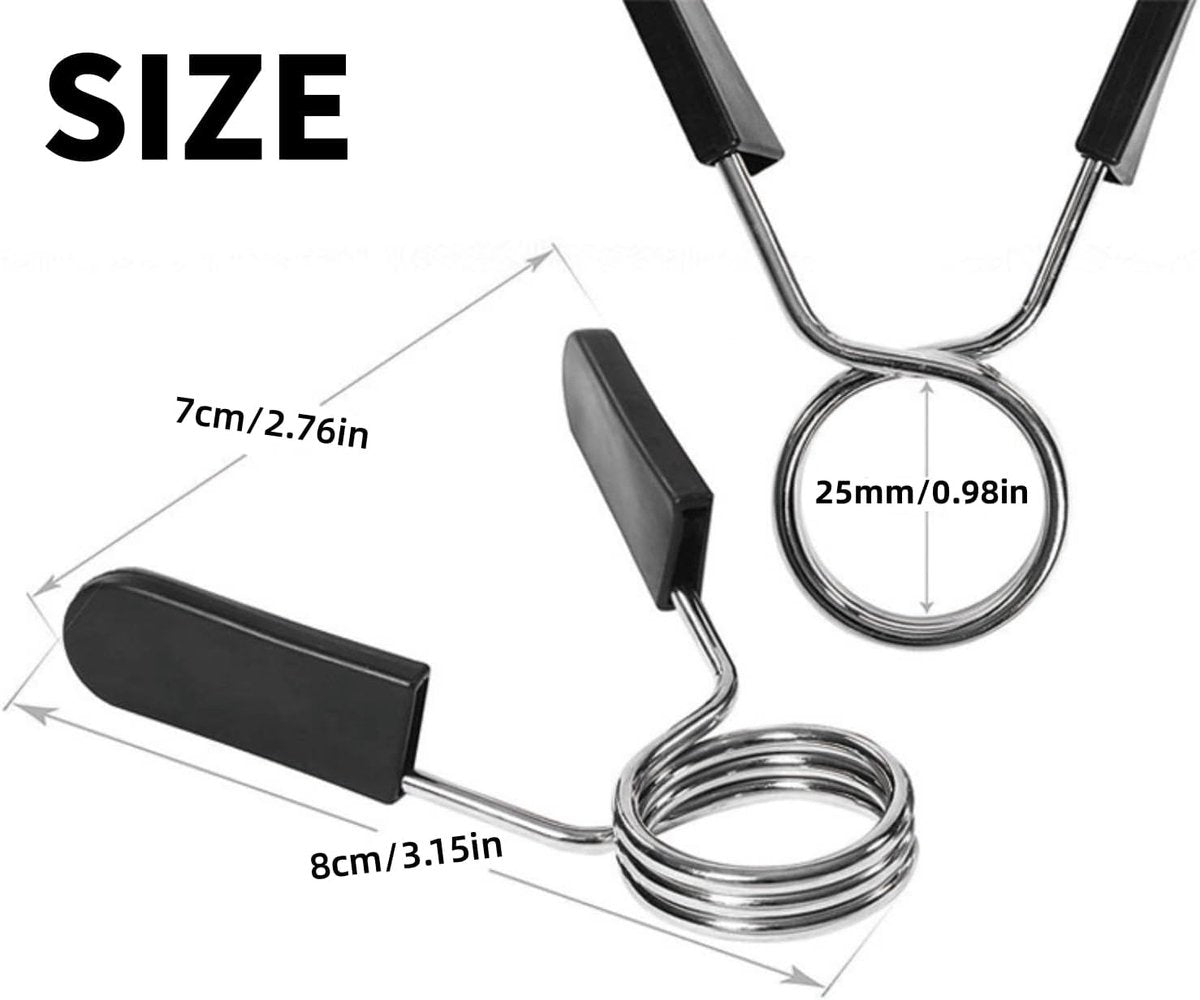 4 pieces - Barbell Clamp - 2.5 cm - Spring Barbell Clamp - Dumbbell Clip - Spring Clips for Weights - Barbell Bars - Clamp Ring - Spring Clips - Locking Clip Ring Bodybuilding - for Weightlifting, Training Barbell, Bars, Plates, Gym - Black