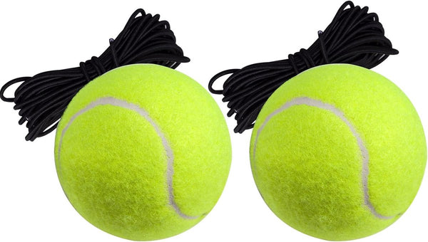2 pieces - Tennis ball - With 4m rope - Tennis training ball - Training balls - Tennis training set - for personal tennis training, pets, adults, beginner players - 64 mm - green