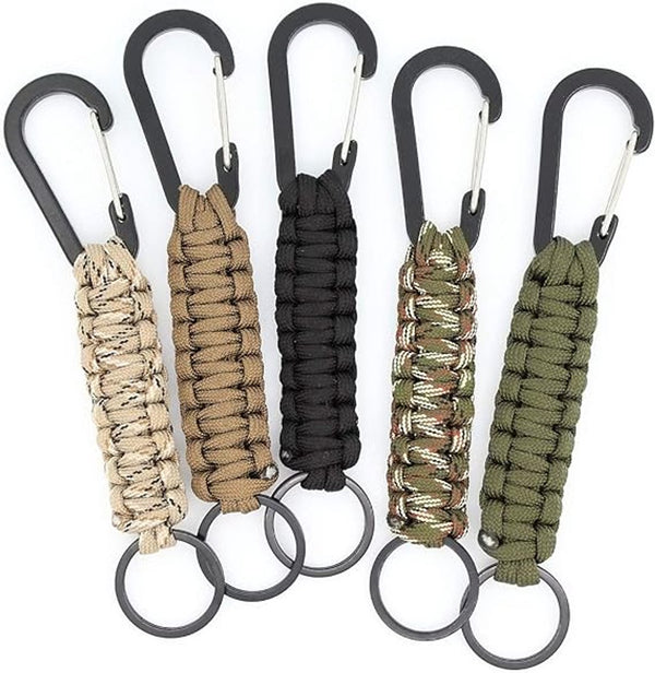 Carabiner - 5 Pieces - carabiner keychain - Outdoor survival climbing chain - Paracord keychain with carabiner - woven keychain - Mountaineering keychain - Paracord keychain