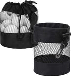 pieces - 14*14*16.5 cm - golf ball storage bag - golf bag - nylon mesh ball bag - with drawstring - golf ball sack - golf storage - mesh bags for golf accessories - black